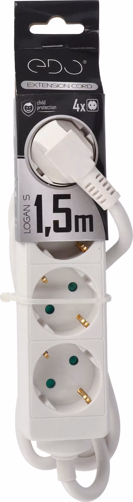 Cavo di prolunga LOGAN S Bianco a 4 vie Schuko 1,5 m EDO777568