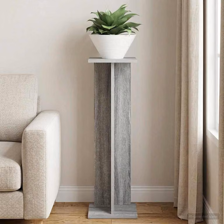 vidaXL Supporto per piante Sonoma grigio in legno MDF L/P/H: 25 x 25,5 x 80,5 cm