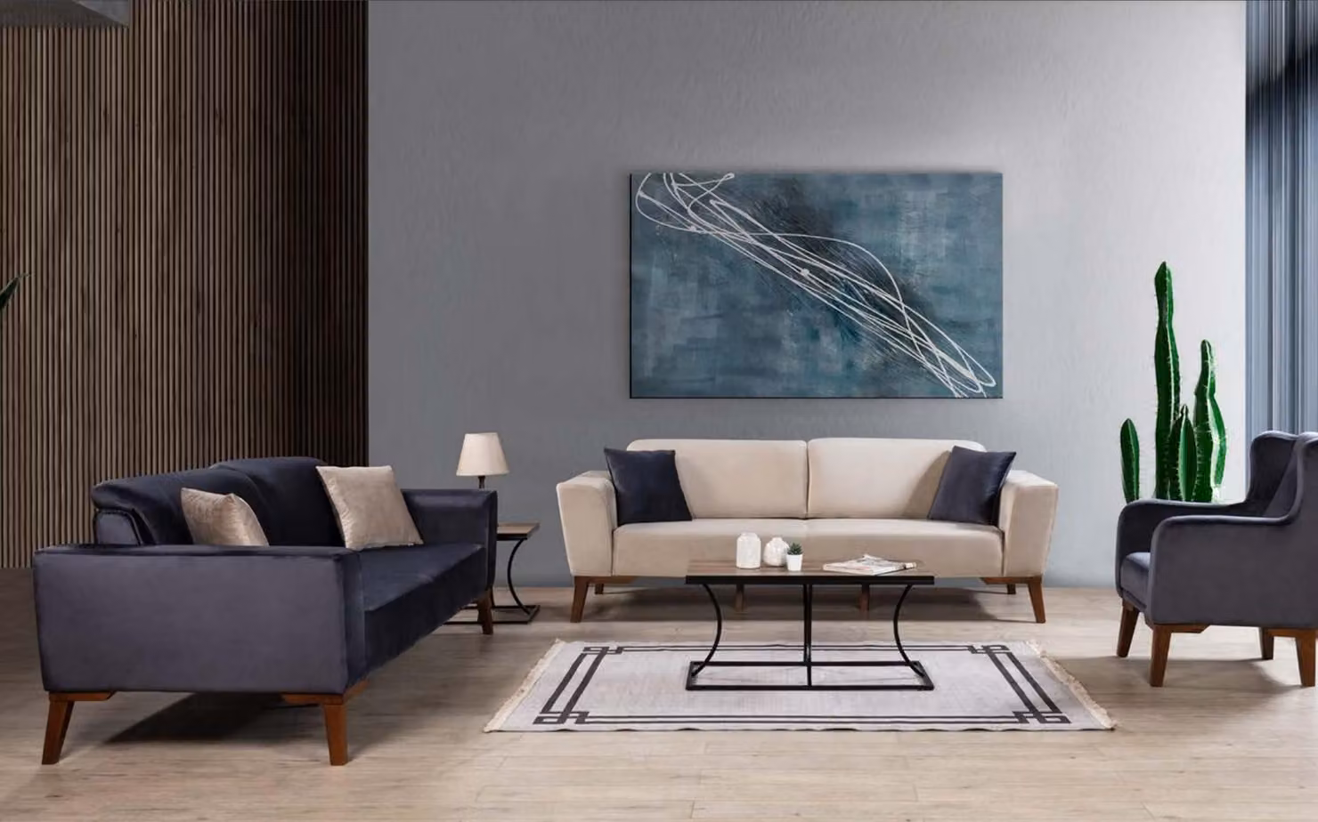 Sofagarnitur 3+3+1 Sitzer Set Design Sofa Couchgarnitur Textil Sessel Wohnzimmer
