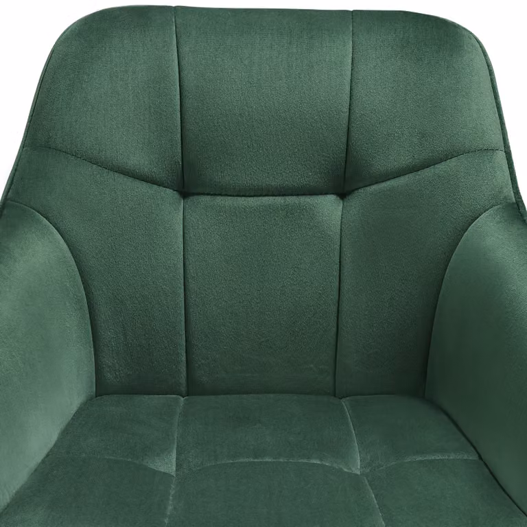 Sedia Marilyn tectake in velluto trapuntato verde scuro e oro per soggiorno e sala da pranzo L: 62 cm, P: 58 cm, H: 82 cm