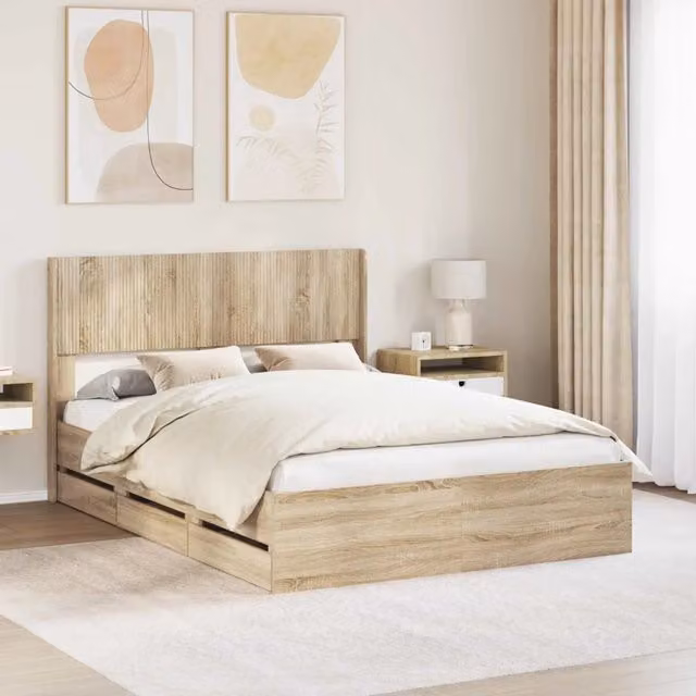 Struttura del letto con stoccaggio e testata Rovere Sonoma 3414325