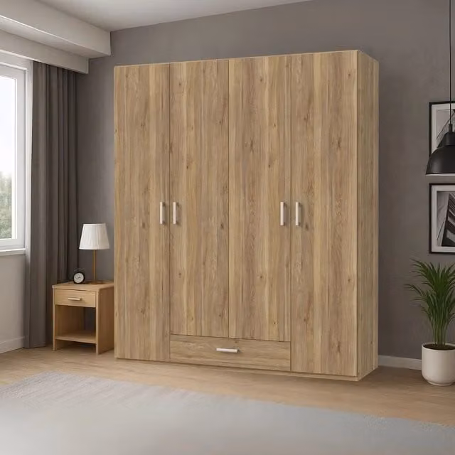 Armadio Arcadia 4 ante e 1 cassetto rovere 177.5x54x210.5H