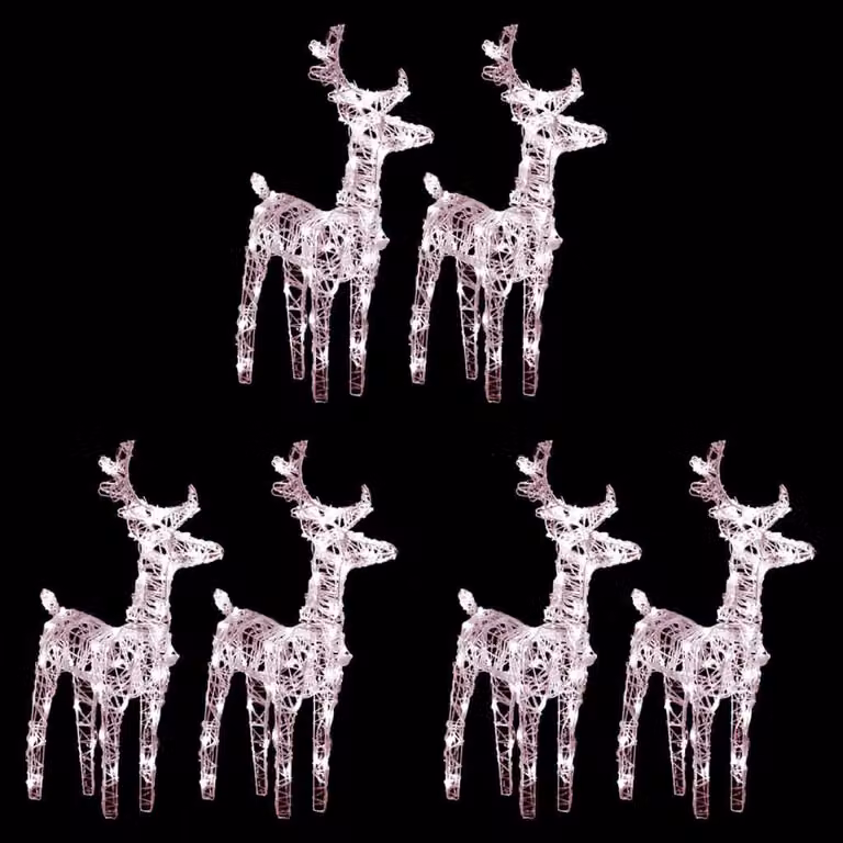 The Living Store Renna a LED 6 pezzi. Bianco caldo 240 LED acrilico