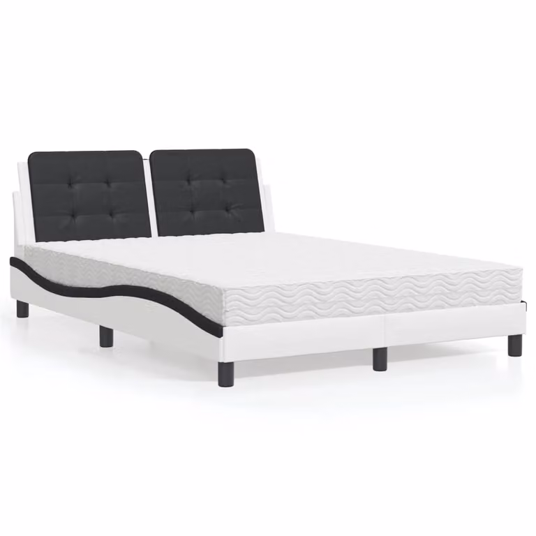 Letto con materasso vidaXL Zadar in similpelle nero e bianco L/P/H: 120 x 200 cm