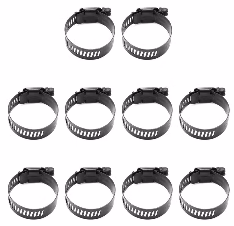 Morsetti per tubi da 18-32 mm, confezione da 10 pezzi, acciaio inossidabile, regolabili, colore nero