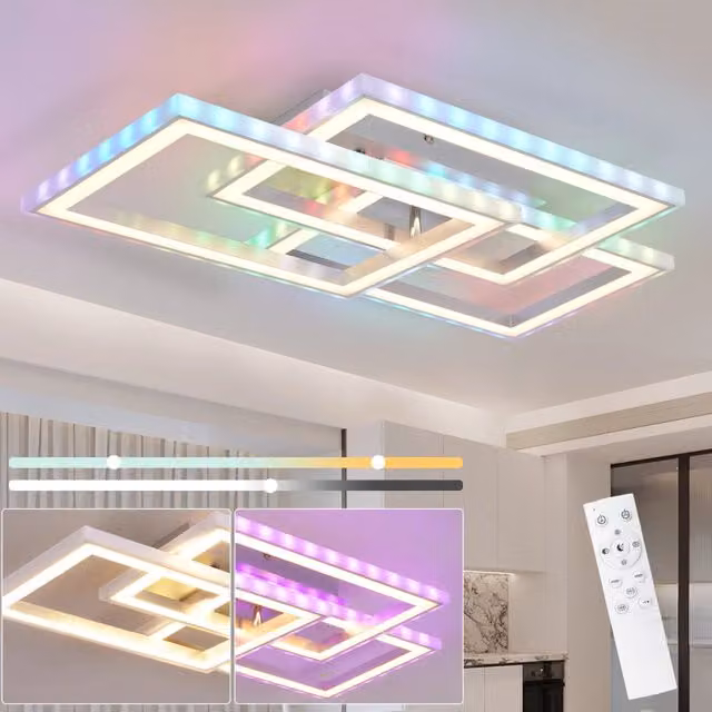 ZMH Lampada da soffitto LED RGBW a forma ad anello, dimmerabile con telecomando, colore bianco