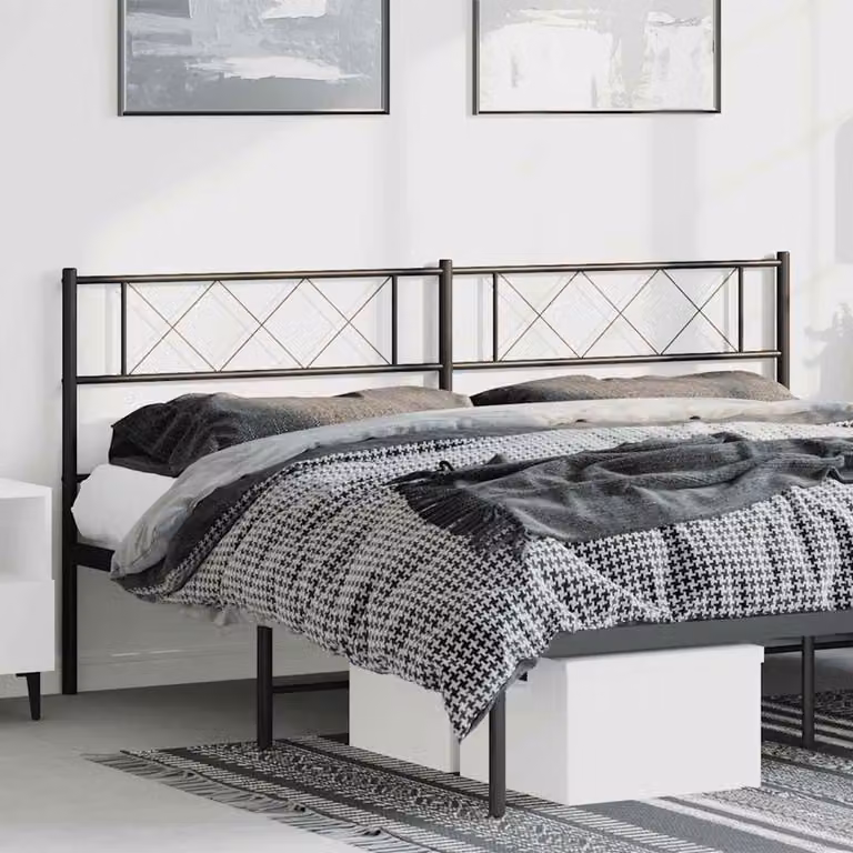 Testiera di ricambio in metallo nero lacca vidaXL per letto 180x200 cm