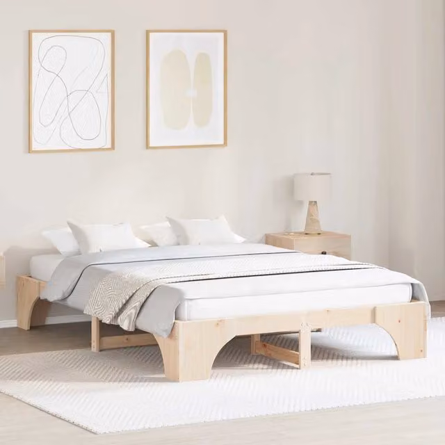 Struttura letto moderna in pino massello vidaXL colore naturale L/P/H: 200 x 160 x 87 cm