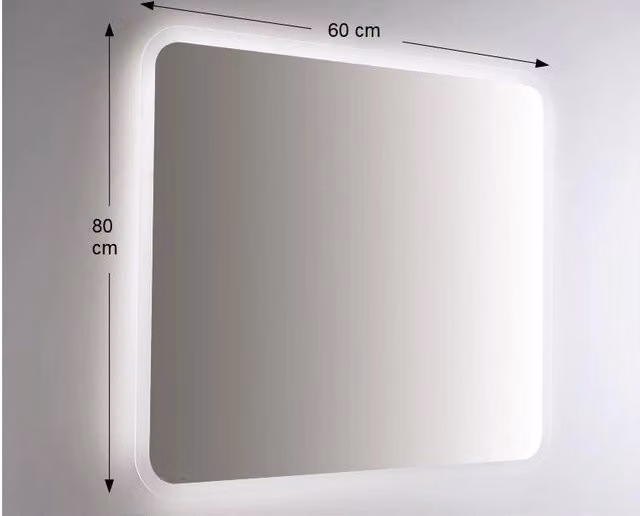 Specchio da Parete Retroilluminato a LED Etrusca Rettangolare L: 60 cm, H: 80 cm