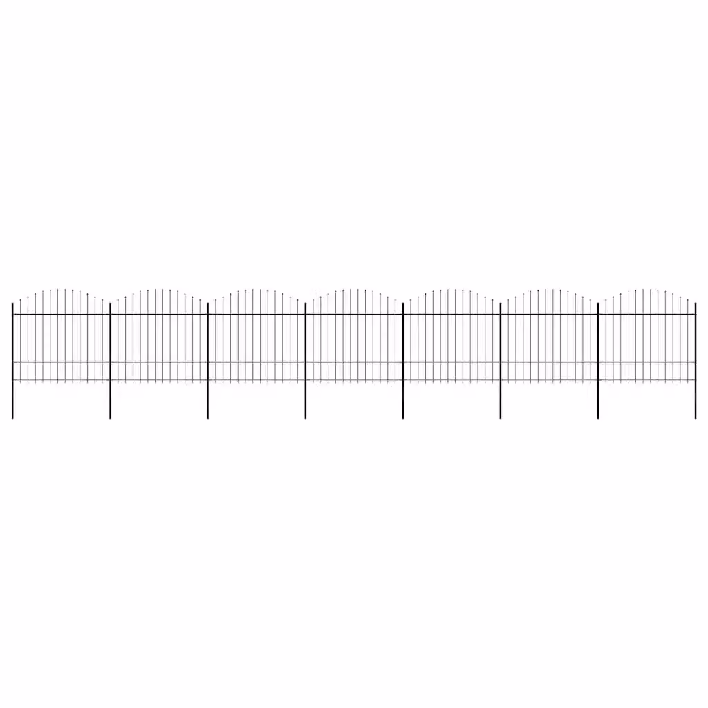 Recinzione da giardino con punta a lancia vidaXL in acciaio nero L: 1172 cm, H: 175 cm