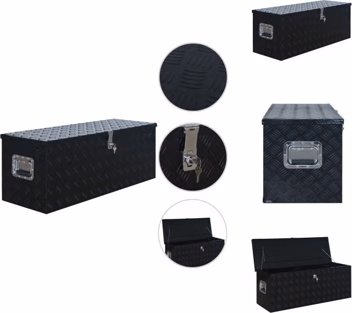 vidaXL Cassetta in alluminio 1085 x 370 x 400 mm nero - Cassette per attrezzi