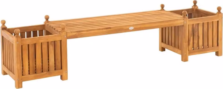 Panchina in teak con fiori - panchina da giardino - design resistente alle intemperie