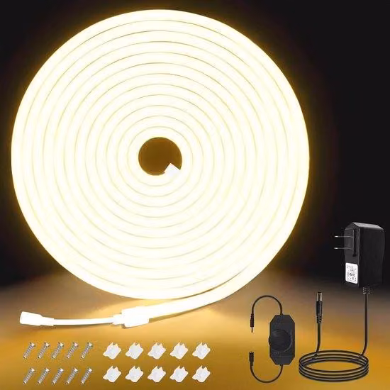 Striscia LED al neon bianco caldo dimmerabile, 5 m, impermeabile, per decorazioni interne