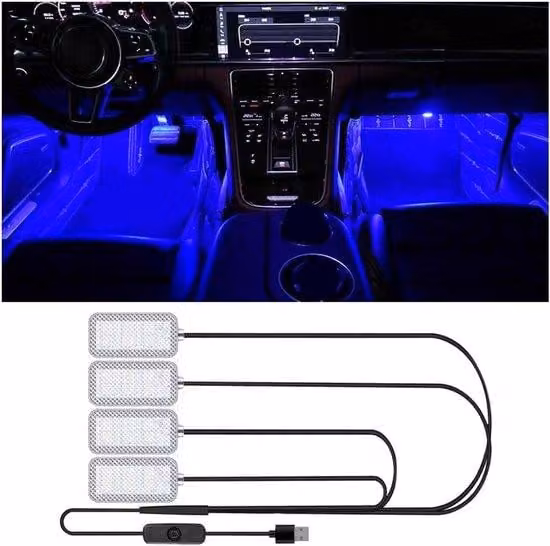 Strisce LED per interni, blu, porta USB, luce LED, illuminazione interna, parasole