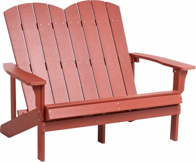 Panchina da giardino in legno plastico rosso 2 posti Mobili da giardino tradizionali