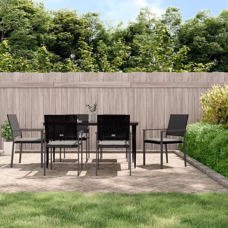 Maison Exclusive - Set Pranzo da Giardino 7 pz con Cuscini in Polyrattan e Acciaio