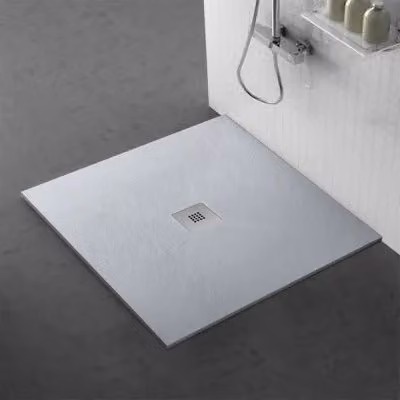 Piatto doccia quadrato INBAGNO Karen in resina effetto pietra grigio L: 80 cm, P: 80 cm, H: 3 cm