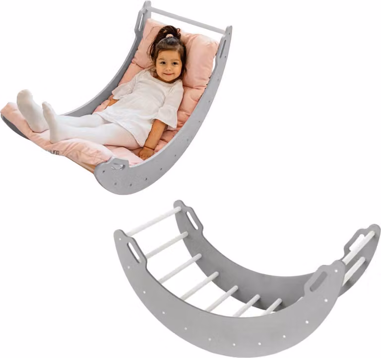 Arco di arrampicata in legno "Moon" | Triangolo di arrampicata per bambini | Giocattoli Montessori | Parco giochi Rockerboard
