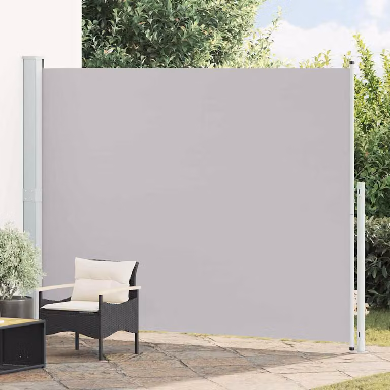 Tenda Laterale Retrattile per Patio vidaXL in Poliestere e Acciaio, Grigia, L: 314 cm, H: 220 cm