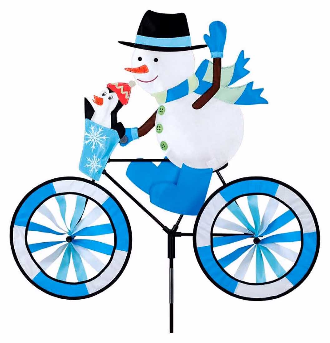 Premier Kites: bandiere per mobili da giardino, con motivi che raffigurano una bicicletta e un pupazzo di neve