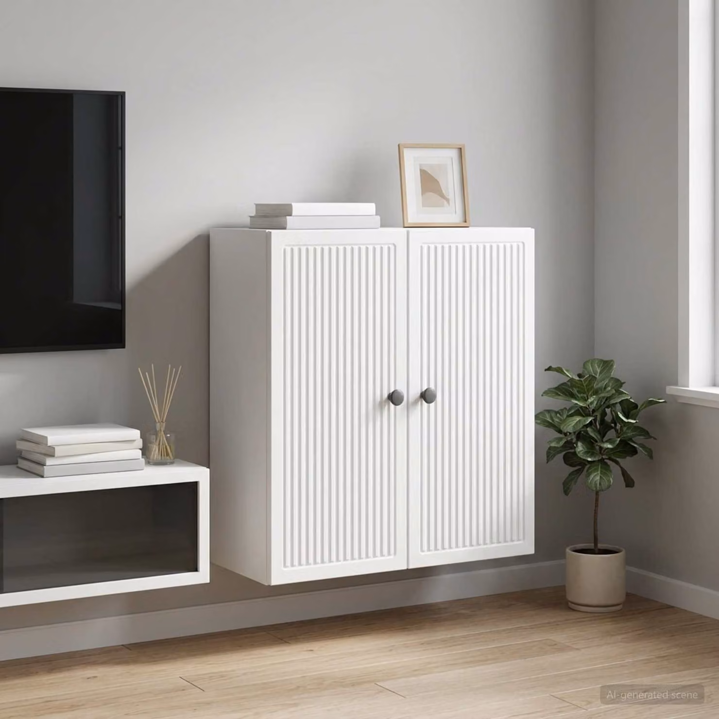 Mobiletto a muro vidaXL Bianco in stile vintage con ante a battente e ripiani interni L: 59 cm, P: 31 cm, H: 60 cm