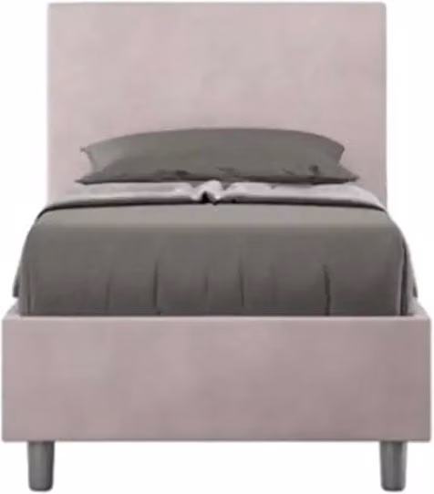 Letto singolo con rete imbottito 80x210 microfibra glicine Adele