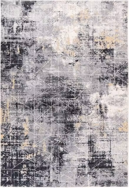 Tappeto geometrico moderno Ilena di Kendra Home, grigio antracite e beige, rettangolare