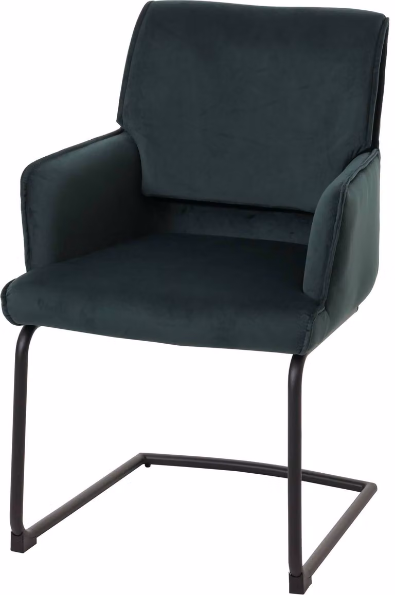 Sedia senza braccioli HWC-N60, sedia da pranzo, sedia da cucina, tessuto/materiale tessile, colore verde