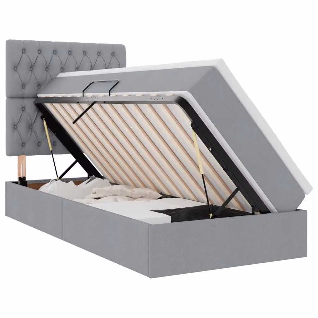 Letto con contenitore e materasso vidaXL Grigio chiaro L/P/H: 90 x 190 x 128 cm – 2
