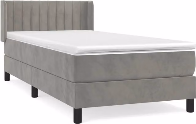 Letto singolo | Letto per adulti | Giroletto a Molle con Materasso Grigio Chiaro 90x190 cm Velluto