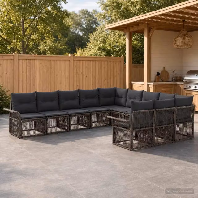 Set Divano da Giardino 11 pz Grigio polyrattan 3434969