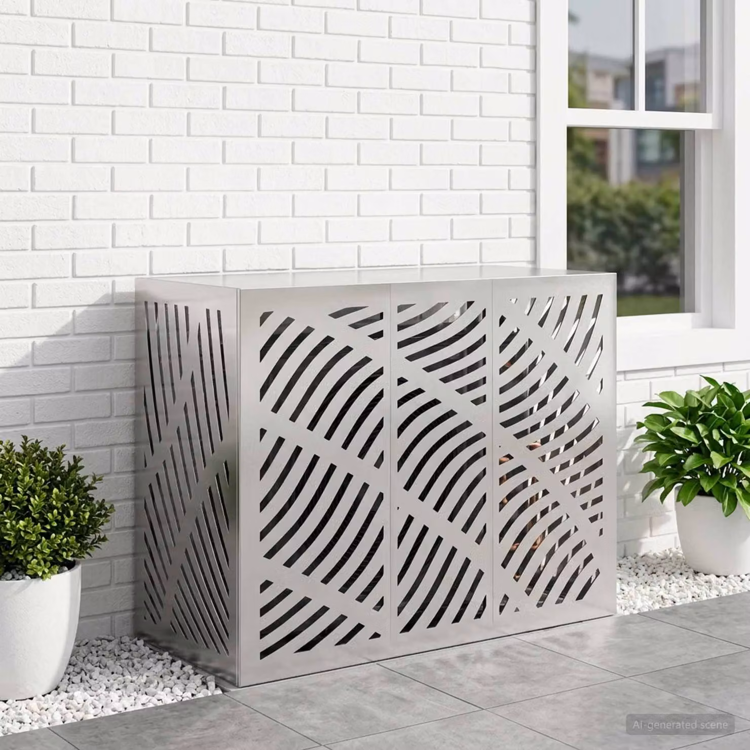 Copertura per condizionatore d'aria vidaXL in acciaio galvanizzato, Argento, L 110 x P 50 x H 80 cm