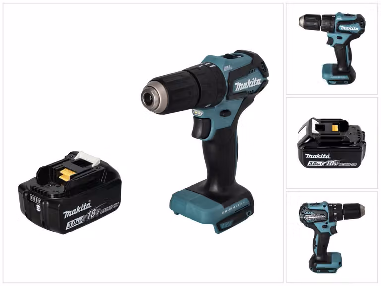Trapano avvitatore a percussione senza filo Makita DHP 483 F1 18 V 40 Nm Brushless + 1x batteria 3,0 Ah - senza caricabatterie