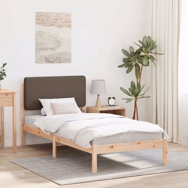 Letto con Testiera Talpa vidaXL in Pino Massello con Rivestimento in Tessuto L/P/H: 205.5 x 100 x 84.5 cm