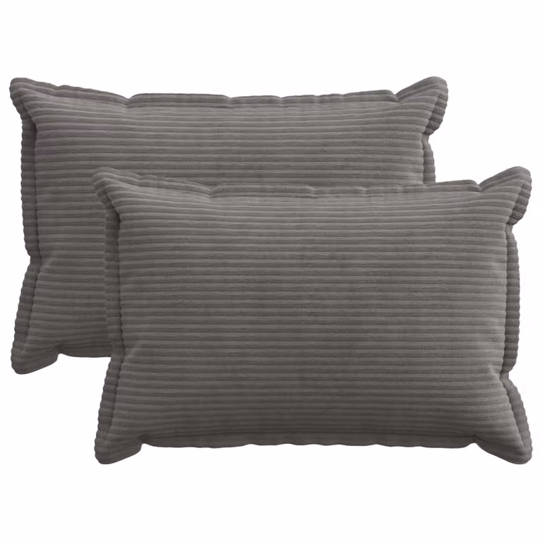 Set di 2 federe vidaXL HOUTEN in velluto a coste grigio scuro, L 60 cm x P 40 cm