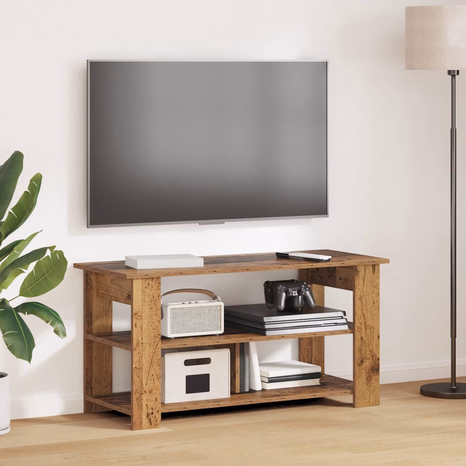 Supporto TV moderno vidaXL in legno marrone L 100 cm x P 40 cm x H 50 cm
