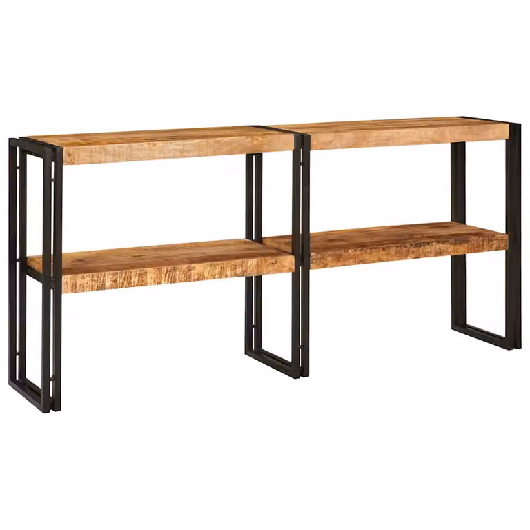 vidaXL Tavolo consolle con scaffale in legno di mango massello e metallo, Marrone