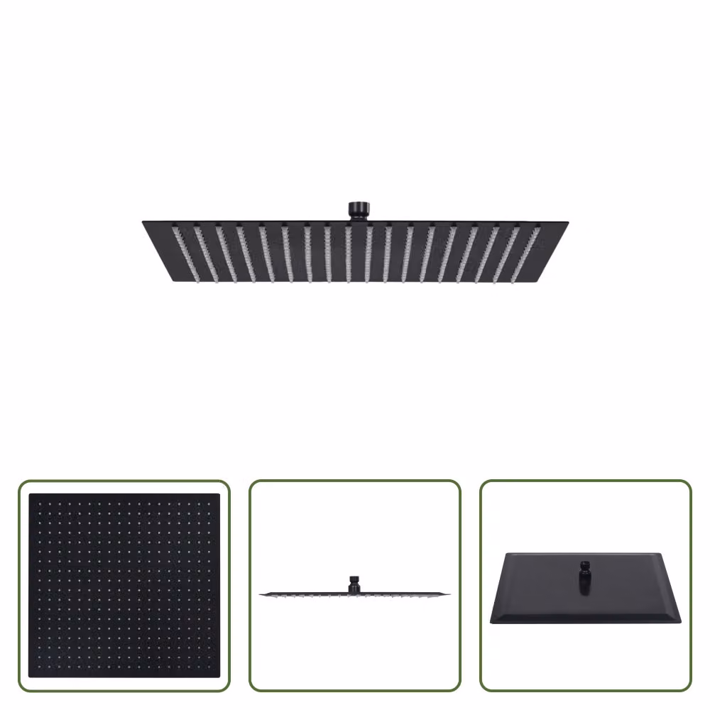 The Living Store Doccia a pioggia in acciaio inox 50x50 cm Quadrato Nero