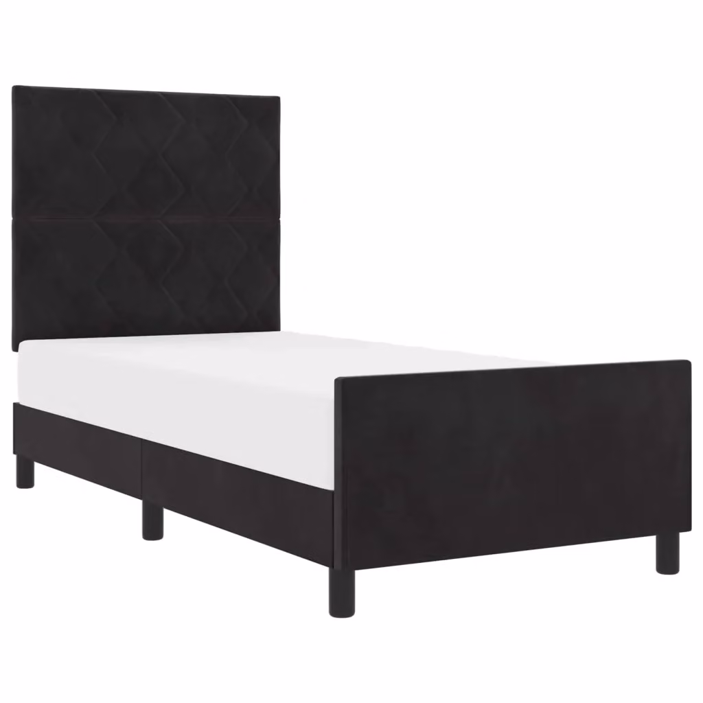 Letto a molle con testiera vidaXL in velluto nero L 90 x P 200 cm – 2