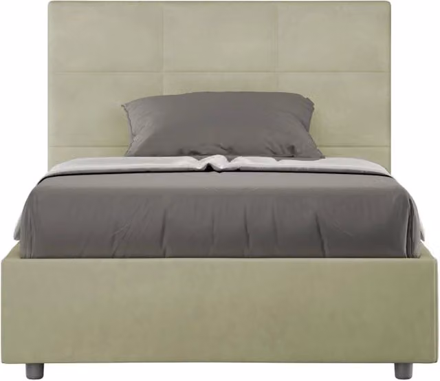 BS COM Letto una piazza e mezza con rete imbottito 120x200 microfibra tè verde