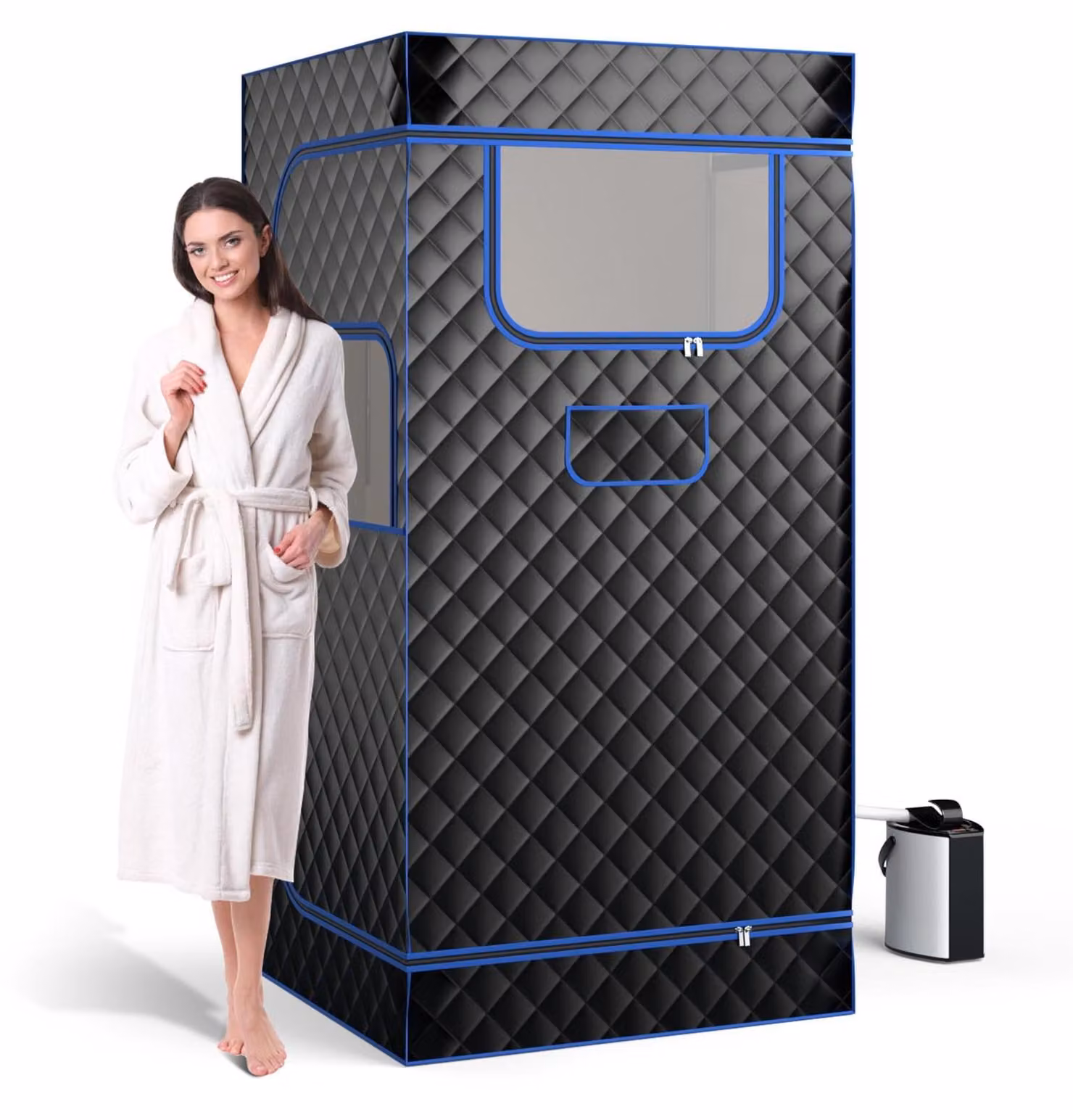 Sauna domestica, sauna a vapore, generatore di vapore da 3 litri, dimensioni 91x91x183 cm, colore nero