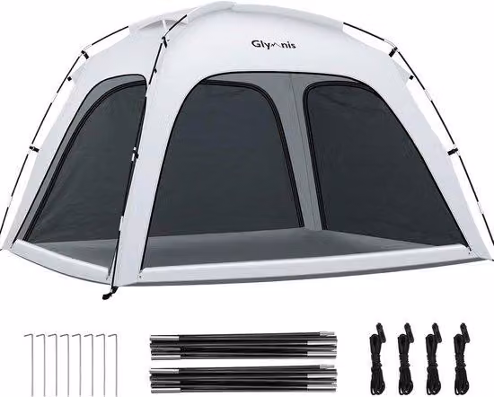 Tenda da spiaggia, con 4 porte con cerniera e una porta in rete, protezione UV, fattore di protezione solare 50+, protezione dal vento, dimensioni compatte una volta ripiegata, adatta per 3-4 persone