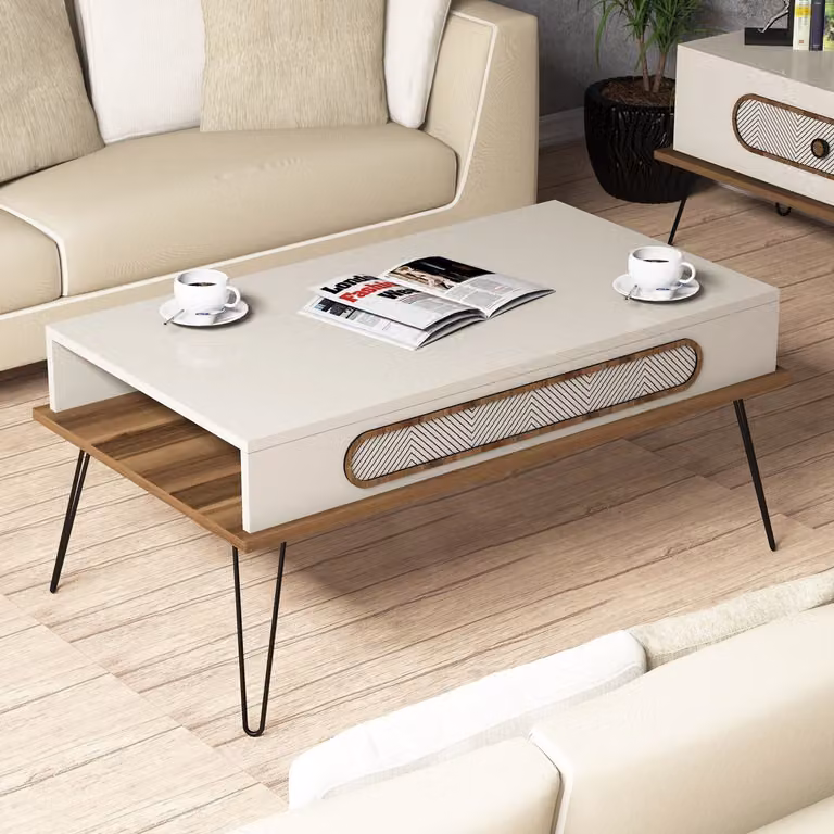 Skye Decor, Ekol - Cream, tavolini da salotto, crema, 105 x 45,8 x 56 cm