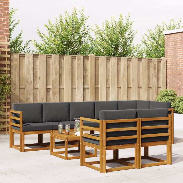 Set di divani da esterno vidaXL 9 pz in legno di acacia con cuscini beige e antracite