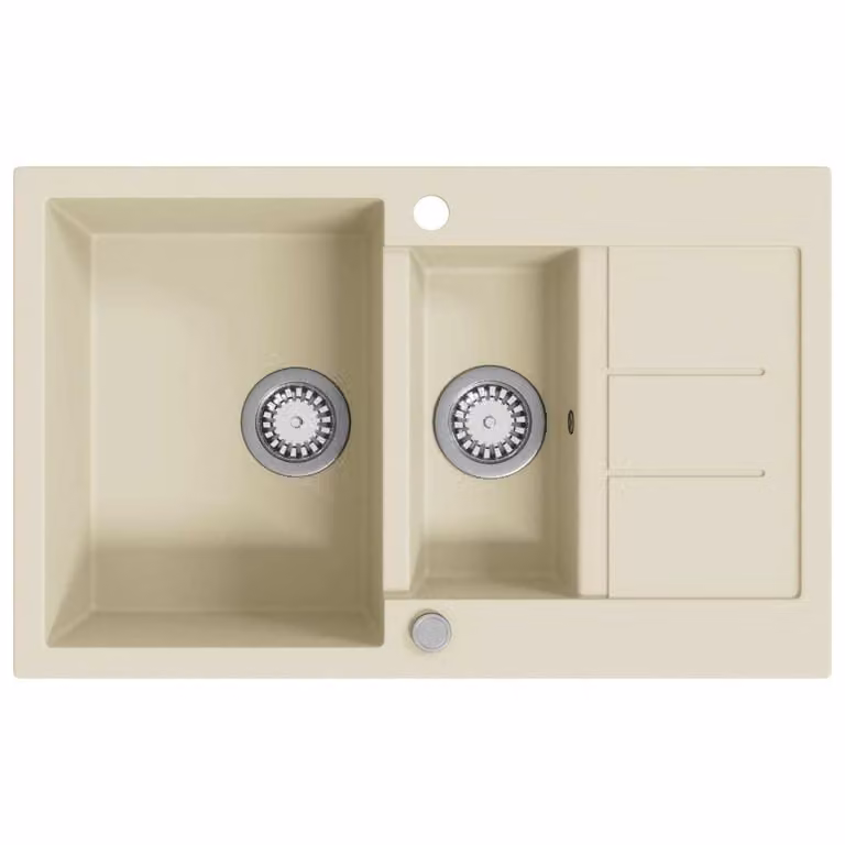 Lavello da Cucina in Granito Vasca Doppia Beige