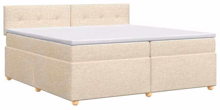 Letto a molle con materasso crema 200 x 200 cm in tessuto
