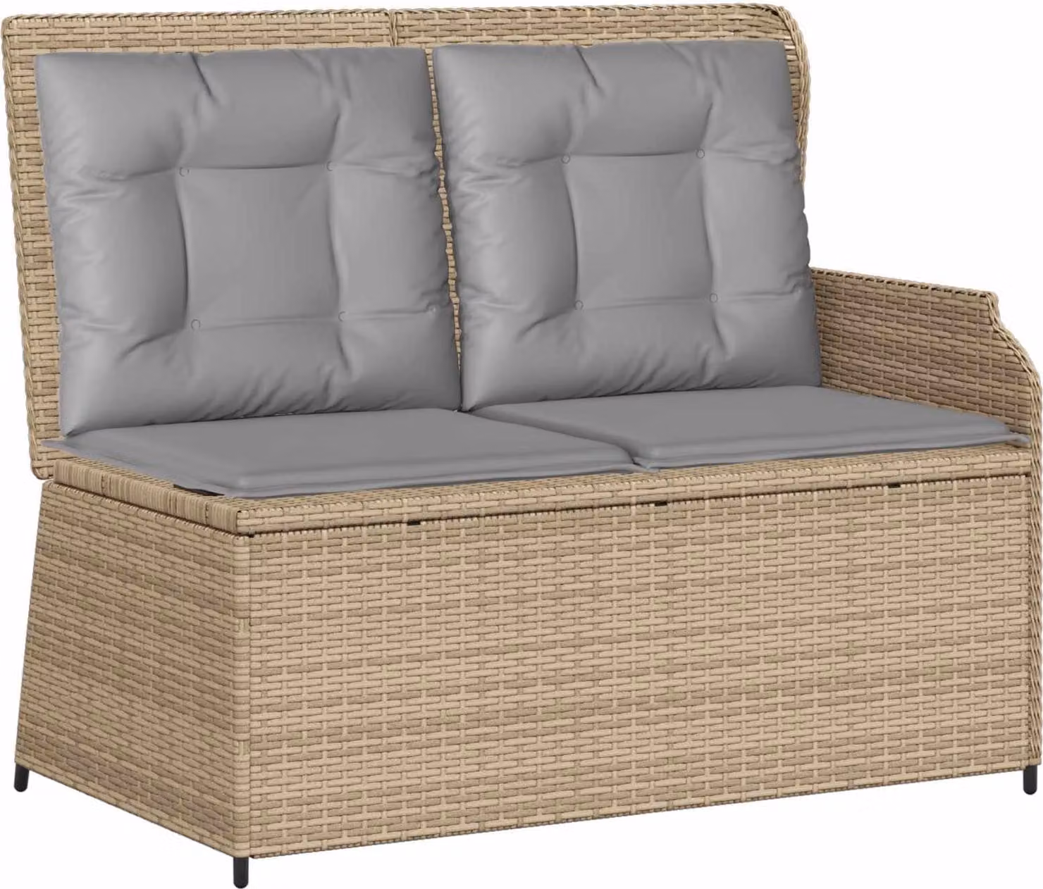 Panchina da giardino con cuscino Beige e grigio polyrattan