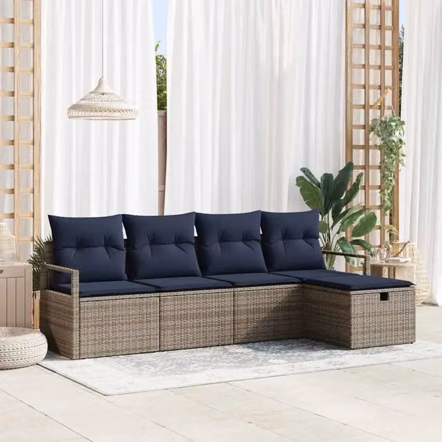 Set di divani 5 pz 5-Numero di posti Grigio e Blu Navy 3359164