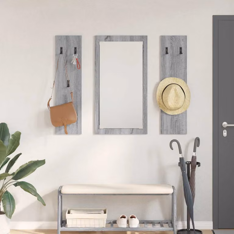 Appendiabiti a muro vidaXL in MDF Grigio Opaco L: 96 cm, P: 1,5 cm, H: 90 cm