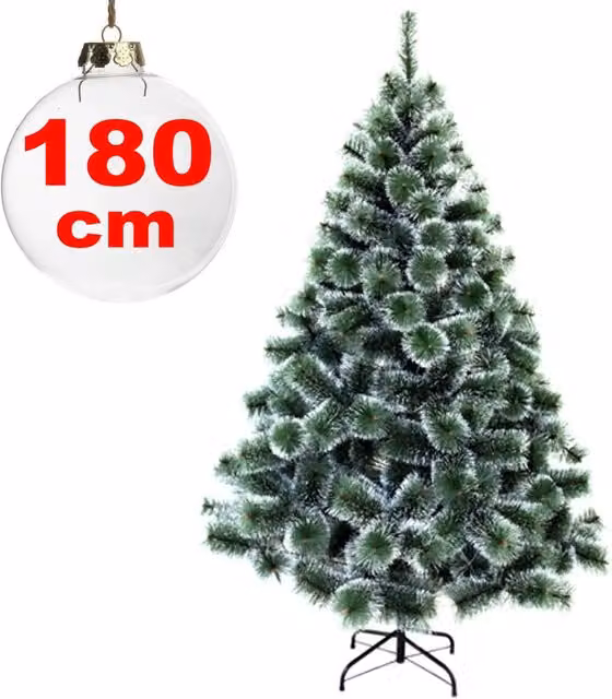 Albero di Natale sintetico innevato Trade Shop, colore verde, Altezza: 180 cm